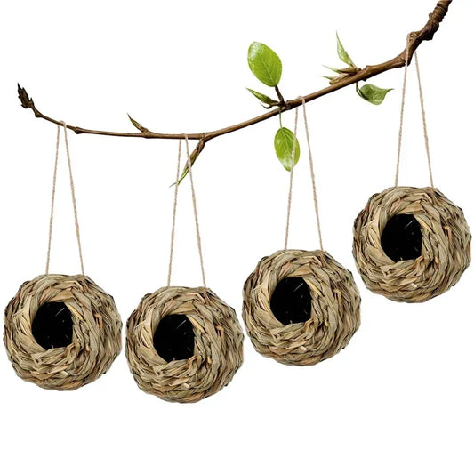 Hummingbird House with Natural Reed Grass for Outdoor Use - Secure Hanging Nest for Gardens and Balconies 0