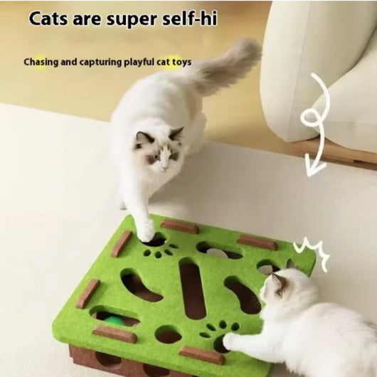 Interactive Cat Toy Puzzle Maze with Bell Ball for Kittens - Soft Felt Design 0