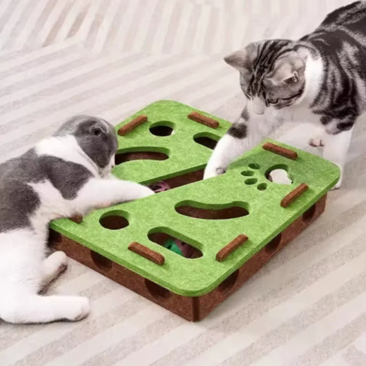 Interactive Cat Toy Puzzle Maze with Bell Ball for Kittens - Soft Felt Design 1