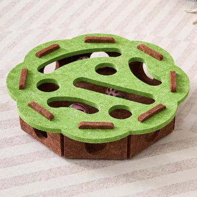 Interactive Cat Toy Puzzle Maze with Bell Ball for Kittens - Soft Felt Design 3