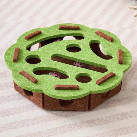 Interactive Cat Toy Puzzle Maze with Bell Ball for Kittens - Soft Felt Design 3