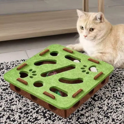 Interactive Cat Toy Puzzle Maze with Bell Ball for Kittens - Soft Felt Design 5