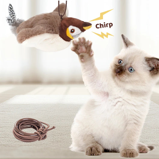 Interactive Cat Toy with Rechargeable Chirping Flapping Bird for Indoor Cats 0