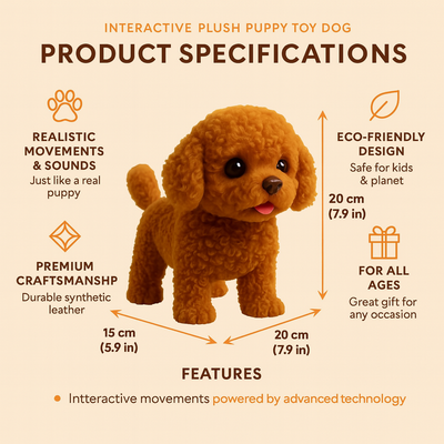 Interactive Plush AI Dog Robot with Realistic Movements for Kids and Adults-Plush Dogs-Levereau-White-Levereau
