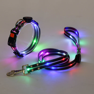 LED Dog Collar and Leash Set with 360-Degree Visibility and USB Rechargeable Feature for All Dog Sizes-LED Dog Collars-Levereau-Black-Levereau