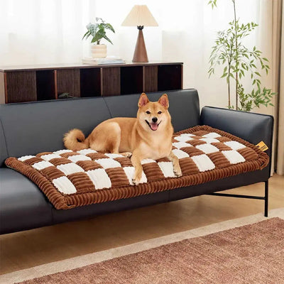 Non-Slip Dog Bed Mat with Ultra-Soft Chenille | for Car Seat Extender, Travel Comfort-Dog Beds & Sofas-Levereau-Brown-Levereau