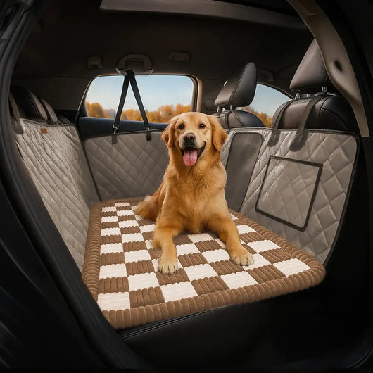 Non-Slip Dog Bed Mat with Ultra-Soft Chenille | for Car Seat Extender, Travel Comfort-Dog Beds & Sofas-Levereau-Taupe Grey Cover+Coffee Mat-Levereau