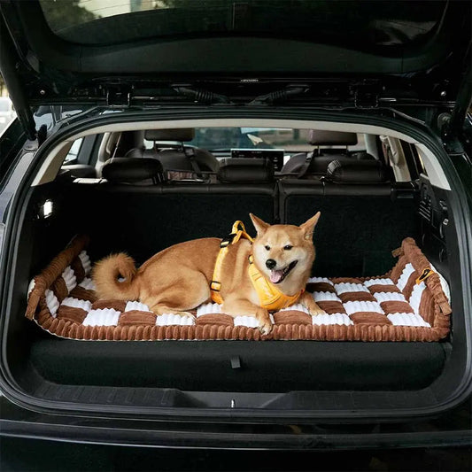 Non-Slip Dog Bed Mat with Ultra-Soft Chenille | for Car Seat Extender, Travel Comfort-Dog Beds & Sofas-Levereau-Brown-Levereau