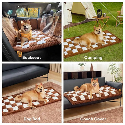 Non-Slip Dog Bed Mat with Ultra-Soft Chenille | for Car Seat Extender, Travel Comfort-Dog Beds & Sofas-Levereau-Brown-Levereau