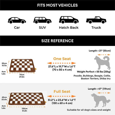 Non-Slip Dog Bed Mat with Ultra-Soft Chenille | for Car Seat Extender, Travel Comfort-Dog Beds & Sofas-Levereau-Brown-Levereau