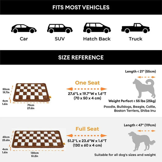 Non-Slip Dog Bed Mat with Ultra-Soft Chenille | for Car Seat Extender, Travel Comfort-Dog Beds & Sofas-Levereau-Brown-Levereau
