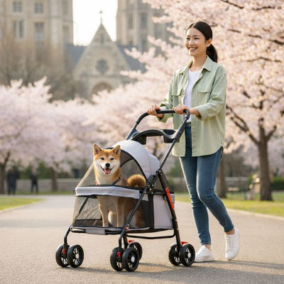 PetVoyage | Foldable Lightweight Dog Stroller with Mesh Panels for Small Dogs and Cats 6
