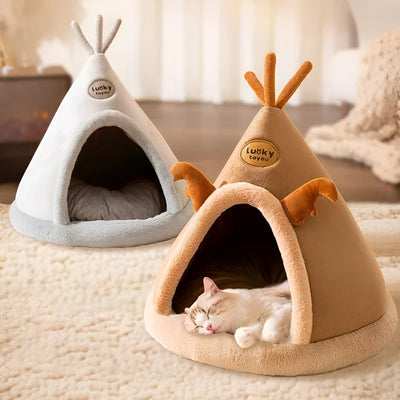 PurrLux | Cozy Tent Cat Bed with Soft Fabric for Indoor Cats - Stylish and Durable Retreat 1