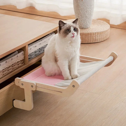 PurrLux | Wooden Cat Hammock Bed with Soft Fabric for Indoor Cats 0