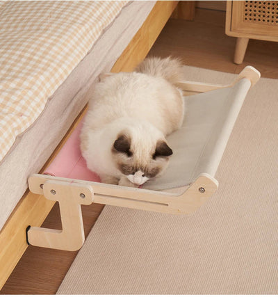 PurrLux | Wooden Cat Hammock Bed with Soft Fabric for Indoor Cats 4