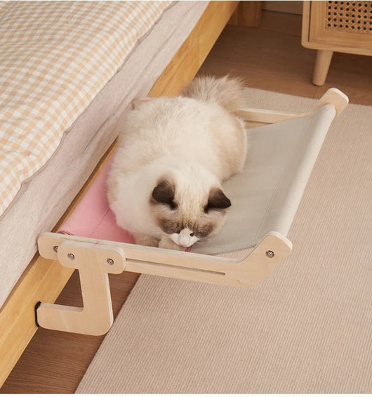 PurrLux | Wooden Cat Hammock Bed with Soft Fabric for Indoor Cats 4