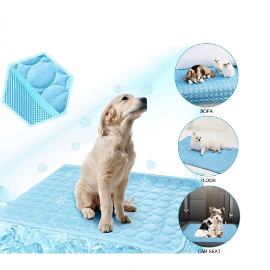 Self-Cooling Dog Cooling Mat with Pressure-Activated Technology for Dogs and Cats-Pet Cooling Mats-Levereau-XS 40x30cm-Blue-Levereau