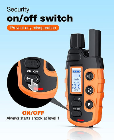 Shock Collar for Dogs with Waterproof Design and Long-Range Remote for Small, Medium, and Large Breeds-Training Collars-Levereau-Orange-Levereau