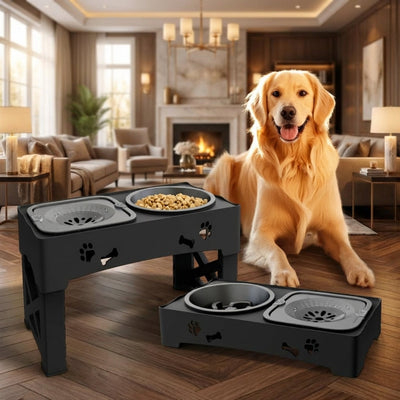 Slow Feeder Dog Bowl with Height Adjustment and Non-Slip Base for All Dog Sizes-Slow Feed Dog Bowls-Levereau-Default-Levereau