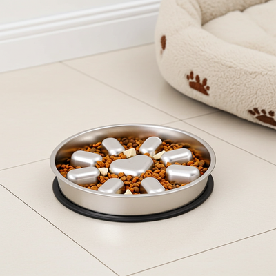 Slow Feeder Dog Bowl with Non-Slip Base and Stainless Steel Design for Medium to Large Dogs 4