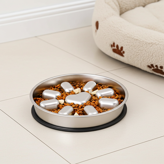 Slow Feeder Dog Bowl with Non-Slip Base and Stainless Steel Design for Medium to Large Dogs 4
