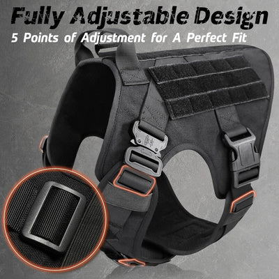 Tactical No Pull Dog Harness with Adjustable Straps for Large Dogs-Dog Harnesses-Levereau-Default-Levereau