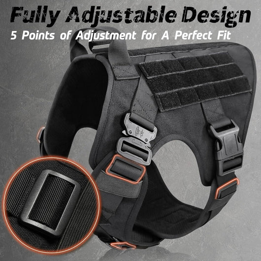 Tactical No Pull Dog Harness with Adjustable Straps for Large Dogs-Dog Harnesses-Levereau-Default-Levereau