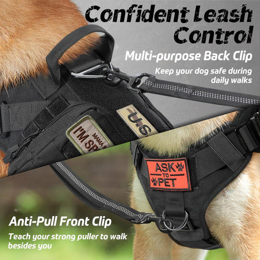 Tactical No Pull Dog Harness with Adjustable Straps for Large Dogs-Dog Harnesses-Levereau-Default-Levereau