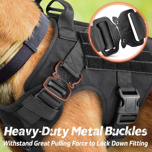 Tactical No Pull Dog Harness with Adjustable Straps for Large Dogs-Dog Harnesses-Levereau-Default-Levereau
