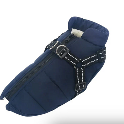 Waterproof Dog Coat with Built-In Harness for Large Dogs – Warm Winter Jacket-Dog Coats & Jackets-Levereau-Navy Blue-XS-Levereau
