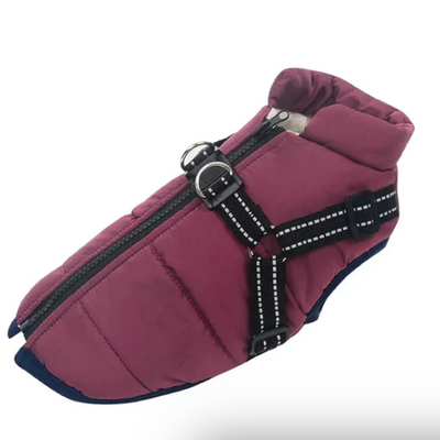 Waterproof Dog Coat with Built-In Harness for Large Dogs – Warm Winter Jacket-Dog Coats & Jackets-Levereau-Purple-XS-Levereau