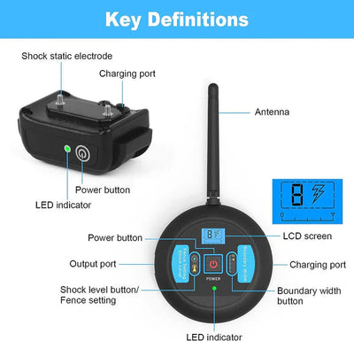 Wireless Dog Fence System with Adjustable Training Collar for All Dog Sizes - Waterproof & Long Range up to 500m 6