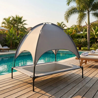 Dog Bed with Elevated Design and Sun Canopy | Breathable Outdoor Lounger for Medium to Large Dogs Levereau