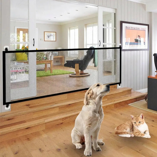 Dog Gate with Flexible Mesh for Indoor Use | Keeps Pets Safe at Home-Pet Gates & Barriers-Levereau-180/75CM-Levereau