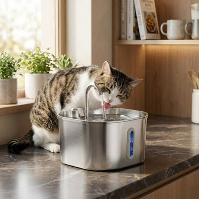 Cat Water Fountain with Continuous Flow | for Indoor Cats Promoting Hydration-Cat Drinking Fountains-Levereau-Default-Levereau