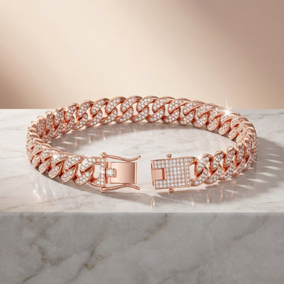 BlingPaws | Diamond Cuban Dog Collar with Secure Buckle for Small to Large Dogs-Dog Collars-Levereau-Rose Gold-XS-Levereau