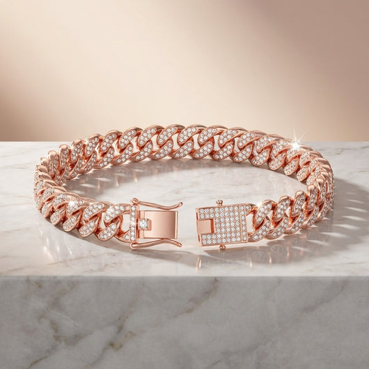 BlingPaws | Diamond Cuban Dog Collar with Secure Buckle for Small to Large Dogs-Dog Collars-Levereau-Rose Gold-XS-Levereau